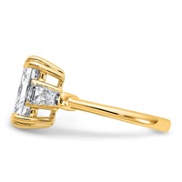14K Yellow Gold 3.75 Carat Certified Lab Grown Diamond VS+ F+ Radiant Ring with Tapered Baguette Sides Complete Engagement view 3