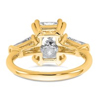 14K Yellow Gold 3.75 Carat Certified Lab Grown Diamond VS+ F+ Radiant Ring with Tapered Baguette Sides Complete Engagement view 5