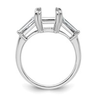 14K White Gold 0.75 Carat Lab Grown Diamond VS+ F+ Tapered Baguette Sides 3 Carat Radiant Center Semi Mount Engagement Ring view 2