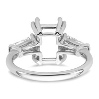 14K White Gold 0.75 Carat Lab Grown Diamond VS+ F+ Tapered Baguette Sides 3 Carat Radiant Center Semi Mount Engagement Ring view 3