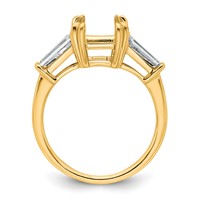 14K Yellow Gold 0.75 Carat Lab Grown Diamond VS+ F+ Tapered Baguette Sides 3 Carat Radiant Center Semi Mount Engagement Ring view 2