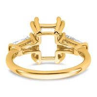 14K Yellow Gold 0.75 Carat Lab Grown Diamond VS+ F+ Tapered Baguette Sides 3 Carat Radiant Center Semi Mount Engagement Ring view 3
