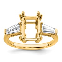 14K Yellow Gold 0.75 Carat Lab Grown Diamond VS+ F+ Tapered Baguette Sides 3 Carat Radiant Center Semi Mount Engagement Ring view 1
