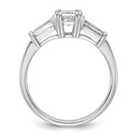 14K White Gold 1.50 Carat Lab Grown Diamond VS+ F+ Complete Emerald and Tapered Baguette Engagement Ring view 2