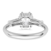 14K White Gold 1.50 Carat Lab Grown Diamond VS+ F+ Complete Emerald and Tapered Baguette Engagement Ring view 5