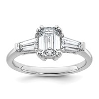 14K White Gold 1.50 Carat Lab Grown Diamond VS+ F+ Complete Emerald and Tapered Baguette Engagement Ring view 1