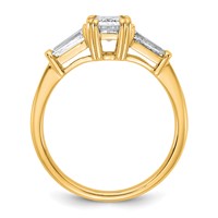 14K Yellow Gold 1.50 Carat Certified Lab Grown Diamond VS+ F+ Complete Emerald and Tapered Baguette Engagement Ring view 2