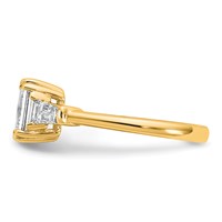 14K Yellow Gold 1.50 Carat Certified Lab Grown Diamond VS+ F+ Complete Emerald and Tapered Baguette Engagement Ring view 3