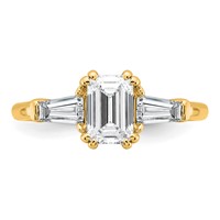 14K Yellow Gold 1.50 Carat Certified Lab Grown Diamond VS+ F+ Complete Emerald and Tapered Baguette Engagement Ring view 4