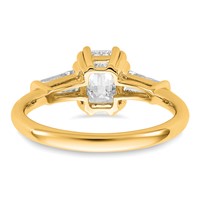 14K Yellow Gold 1.50 Carat Certified Lab Grown Diamond VS+ F+ Complete Emerald and Tapered Baguette Engagement Ring view 5