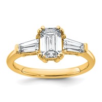 14K Yellow Gold 1.50 Carat Certified Lab Grown Diamond VS+ F+ Complete Emerald and Tapered Baguette Engagement Ring view 1
