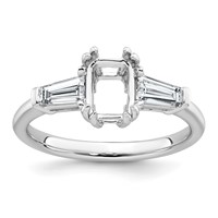 14K White Gold 0.50ct Lab Grown Dia VS+ F+ Emerald Center Semi-Mount Eng Ring view 1