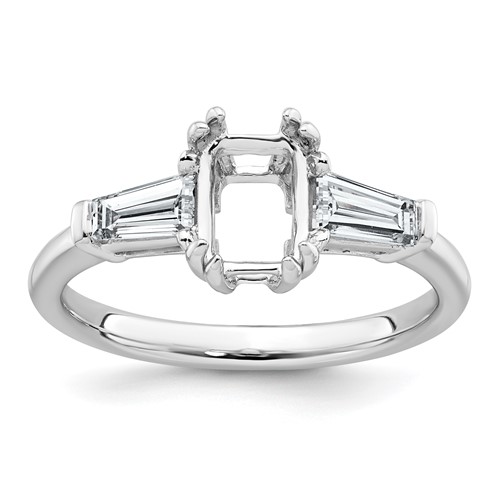 14K White Gold 0.50ct Lab Grown Dia VS+ F+ Emerald Center Semi-Mount Eng Ring
