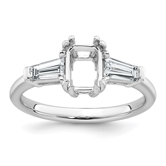 Gold Diamond Emerald and Baguette 3-Stone Bridal Rings