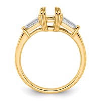 14K Yellow Gold 0.50ct Lab Grown Dia VS+ F+ Emerald Center Semi-Mount Eng Ring view 2