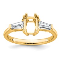 14K Yellow Gold 0.50ct Lab Grown Dia VS+ F+ Emerald Center Semi-Mount Eng Ring view 1