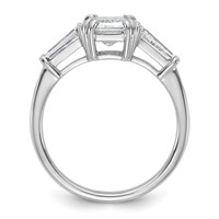 14K White Gold 2.20 Carat Certified Lab Grown Diamond VS+ F+ Complete Emerald and Tapered Baguette Engagement Ring view 2