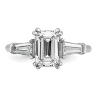 14K White Gold 2.20 Carat Certified Lab Grown Diamond VS+ F+ Complete Emerald and Tapered Baguette Engagement Ring view 4