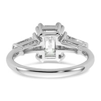 14K White Gold 2.20 Carat Certified Lab Grown Diamond VS+ F+ Complete Emerald and Tapered Baguette Engagement Ring view 5
