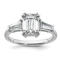 14K White Gold 2.20 Carat Certified Lab Grown Diamond VS+ F+ Complete Emerald and Tapered Baguette Engagement Ring view 1