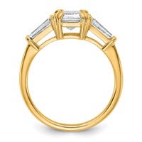 14K Yellow Gold 2.20 Carat Certified Lab Grown Diamond VS+ F+ Complete Emerald and Tapered Baguette Engagement Ring view 2