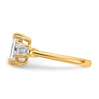 14K Yellow Gold 2.20 Carat Certified Lab Grown Diamond VS+ F+ Complete Emerald and Tapered Baguette Engagement Ring view 3