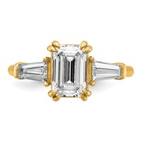 14K Yellow Gold 2.20 Carat Certified Lab Grown Diamond VS+ F+ Complete Emerald and Tapered Baguette Engagement Ring view 4