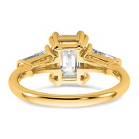 14K Yellow Gold 2.20 Carat Certified Lab Grown Diamond VS+ F+ Complete Emerald and Tapered Baguette Engagement Ring view 5