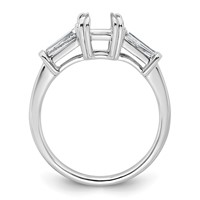 14K White Gold 0.75ct Lab Grown Dia VS+ F+ Emerald Center Semi-Mount Eng Ring view 2