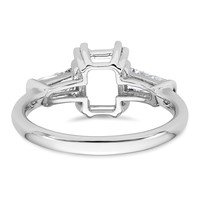 14K White Gold 0.75ct Lab Grown Dia VS+ F+ Emerald Center Semi-Mount Eng Ring view 3