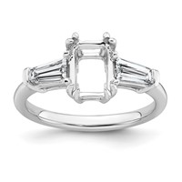 14K White Gold 0.75ct Lab Grown Dia VS+ F+ Emerald Center Semi-Mount Eng Ring view 1