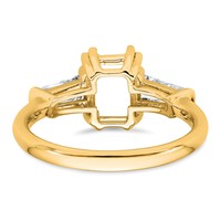 14K Yellow Gold 0.75ct Lab Grown Dia VS+ F+ Emerald Center Semi-Mount Eng Ring view 3
