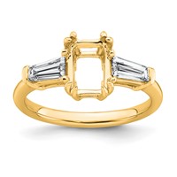 14K Yellow Gold 0.75ct Lab Grown Dia VS+ F+ Emerald Center Semi-Mount Eng Ring view 1
