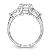 14K White Gold 1.75 Carat Lab Grown Diamond VS+ F+ Complete Emerald and Tapered Baguette Engagement Ring view 2