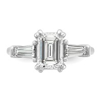 14K White Gold 1.75 Carat Lab Grown Diamond VS+ F+ Complete Emerald and Tapered Baguette Engagement Ring view 4