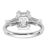14K White Gold 1.75 Carat Lab Grown Diamond VS+ F+ Complete Emerald and Tapered Baguette Engagement Ring view 5