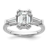 14K White Gold 1.75 Carat Lab Grown Diamond VS+ F+ Complete Emerald and Tapered Baguette Engagement Ring view 1