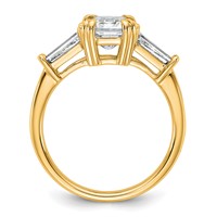 14K Yellow Gold 1.75 Carat Certified Lab Grown Diamond VS+ F+ Complete Emerald and Tapered Baguette Engagement Ring view 2