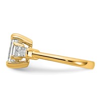 14K Yellow Gold 1.75 Carat Certified Lab Grown Diamond VS+ F+ Complete Emerald and Tapered Baguette Engagement Ring view 3