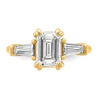 14K Yellow Gold 1.75 Carat Certified Lab Grown Diamond VS+ F+ Complete Emerald and Tapered Baguette Engagement Ring view 4