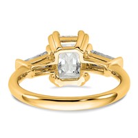 14K Yellow Gold 1.75 Carat Certified Lab Grown Diamond VS+ F+ Complete Emerald and Tapered Baguette Engagement Ring view 5
