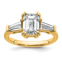 14K Yellow Gold 1.75 Carat Certified Lab Grown Diamond VS+ F+ Complete Emerald and Tapered Baguette Engagement Ring view 1