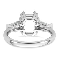14K White Gold 0.75ct Lab Grown Dia VS+ F+ Emerald Center Semi-Mount Eng Ring view 3