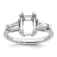 14K White Gold 0.75ct Lab Grown Dia VS+ F+ Emerald Center Semi-Mount Eng Ring view 1