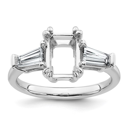 14K White Gold 0.75ct Lab Grown Dia VS+ F+ Emerald Center Semi-Mount Eng Ring