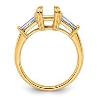 14K Yellow Gold 0.75ct Lab Grown Dia VS+ F+ Emerald Center Semi-Mount Eng Ring view 2