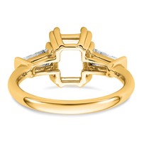 14K Yellow Gold 0.75ct Lab Grown Dia VS+ F+ Emerald Center Semi-Mount Eng Ring view 3