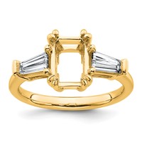 14K Yellow Gold 0.75ct Lab Grown Dia VS+ F+ Emerald Center Semi-Mount Eng Ring view 1
