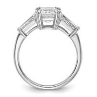 14K White Gold 3.33 Carat Lab Grown Diamond VS+ F+ Complete Emerald and Tapered Baguette Engagement Ring view 2