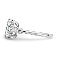 14K White Gold 3.33 Carat Lab Grown Diamond VS+ F+ Complete Emerald and Tapered Baguette Engagement Ring view 3